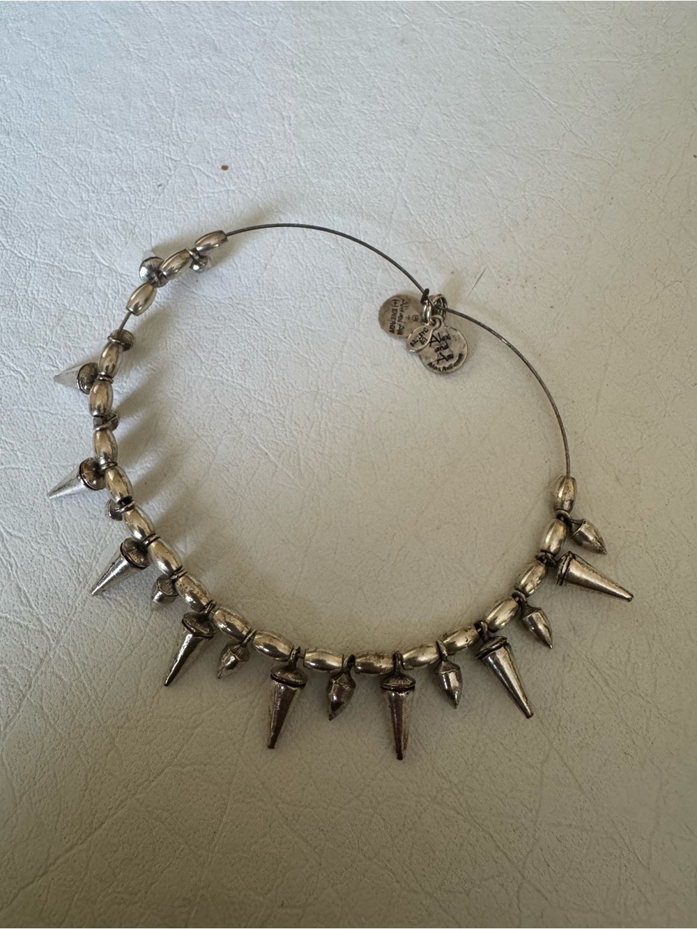 Alex and Ani Silver Spike Charm Expandable Bangle - Picture 3 of 3
